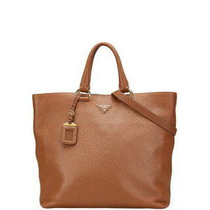 Prada Triangle Shoulder Bag Brown Leather